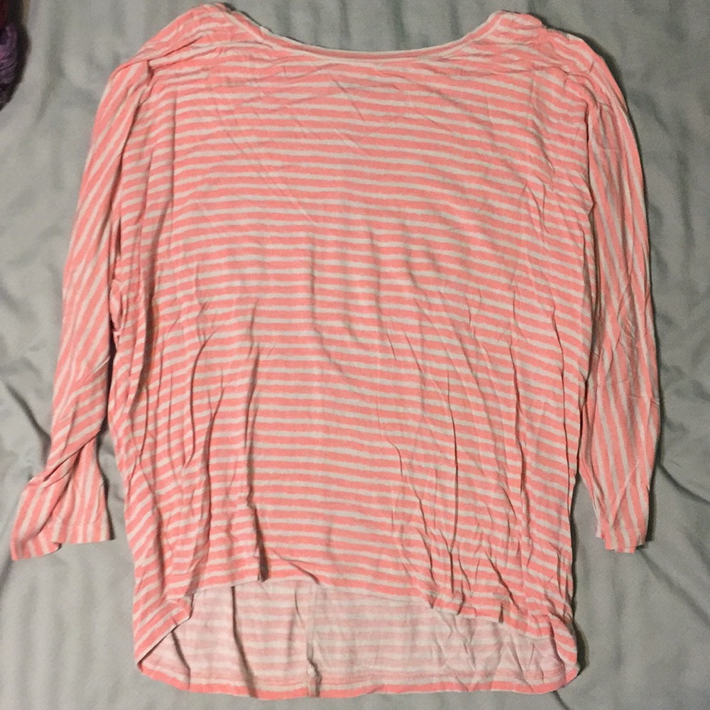 Pink striped long sleeve blouse